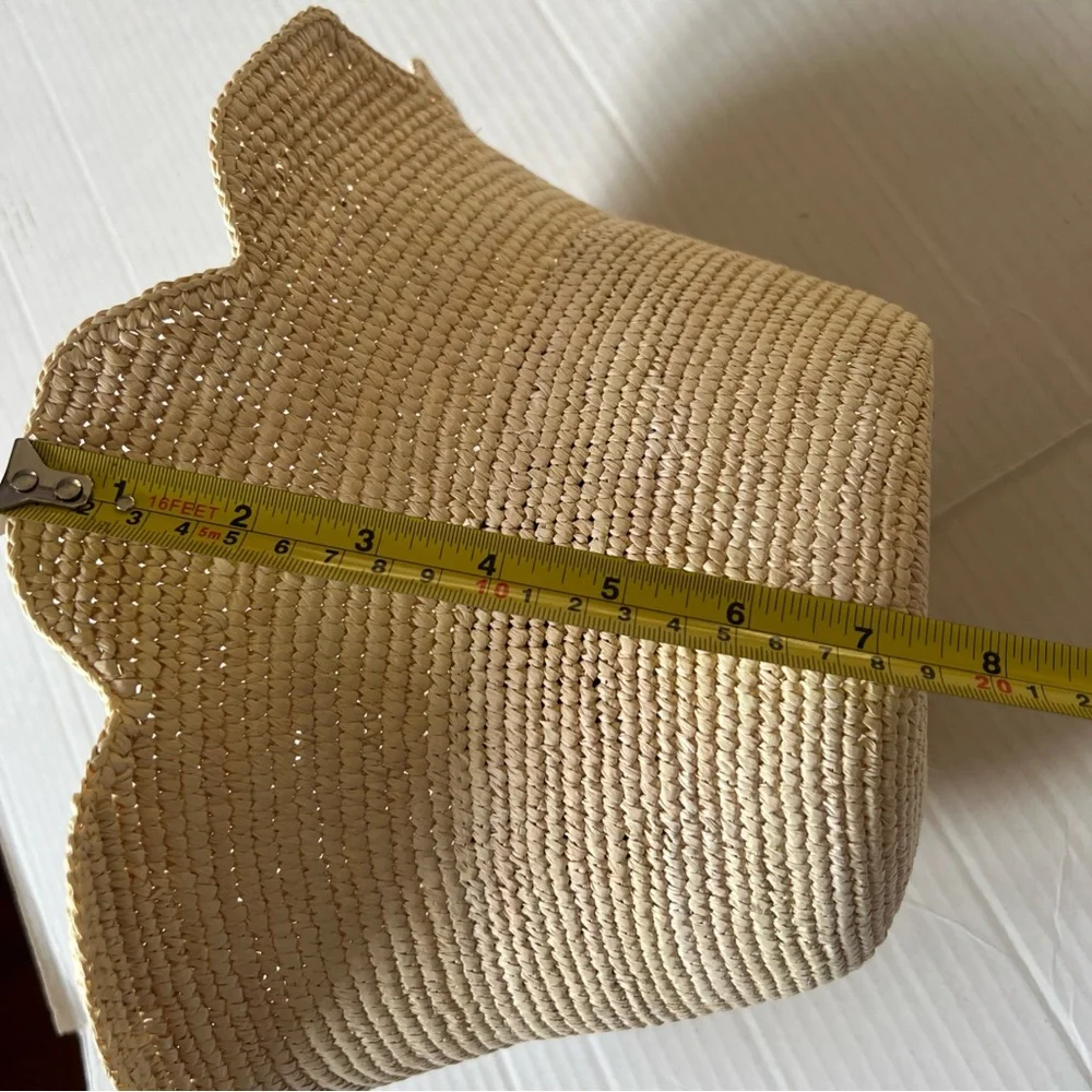 FREYA S/M Women's Packable Scallop Crochet Bucket Natural Hat $242 - Picture 11 of 12